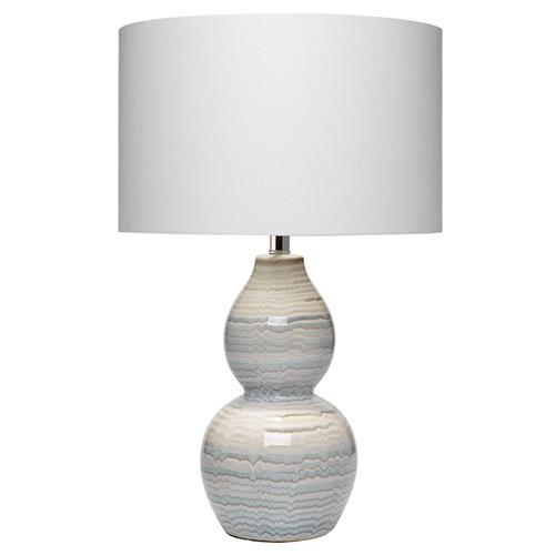 Carolinna Coastal Beach White Ceramic Blue Waves Bedside Table Lamp