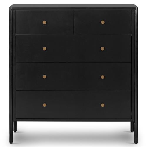 Sutton Industrial Loft Black Iron Bronze Hardware 5 Drawer Dresser