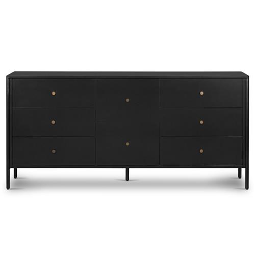 Sutton Industrial Loft Black Iron Bronze Hardware 8 Drawer Dresser