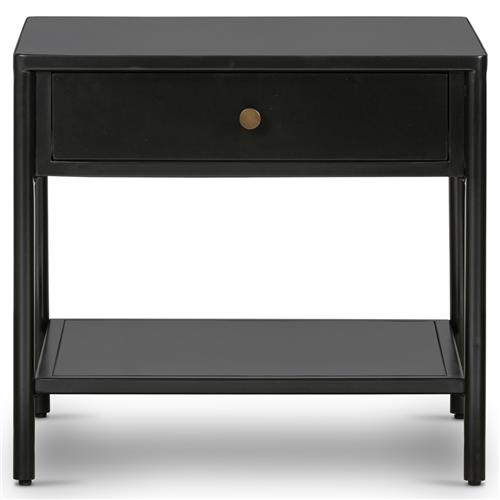 Sutton Industrial Loft Black Iron Bronze Hardware 1 Drawer End Table