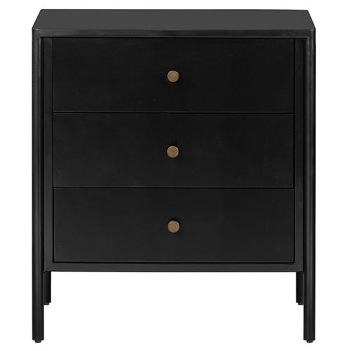 Sutton Industrial Loft Black Iron Bronze Hardware 3 Drawer Nightstand