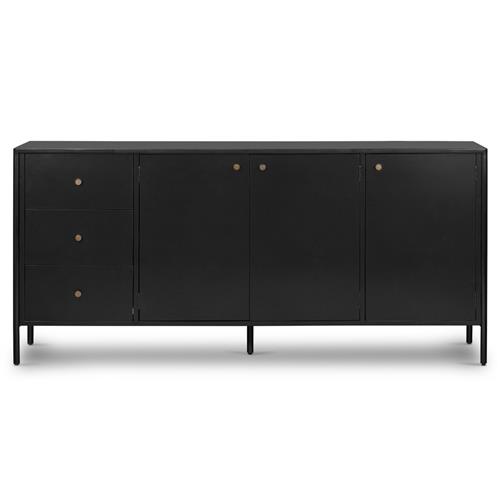 Sutton Industrial Loft Black Iron Bronze Hardware 3 Drawer Sideboard