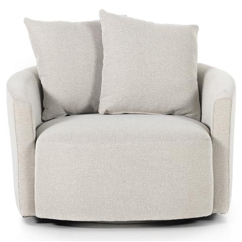 Louisa Modern Classic Off White Performance Swivel Barrel Chair