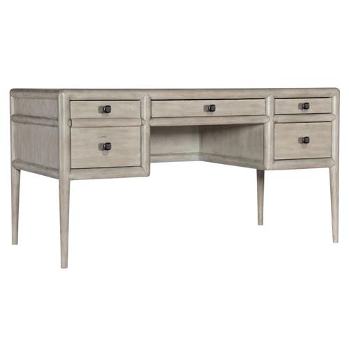 Rafael Mid Century Modern Light Grey Wood 4 Drawer Office Desk