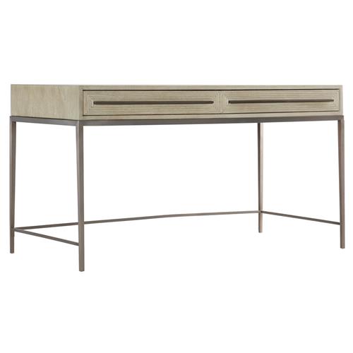 Milly Mid Century Modern Brown Oak Wood Gold Frame 2 Drawer Writing Desk