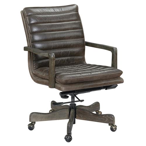 George Rustic Lodge Dark Brown Leather Upholstered Swivel Conference Office Chair
