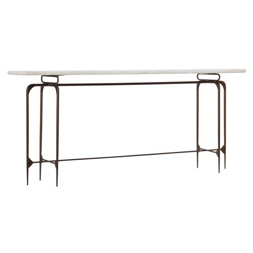 Myla Industrial Loft White Marble Top Brown Iron Frame Console Table