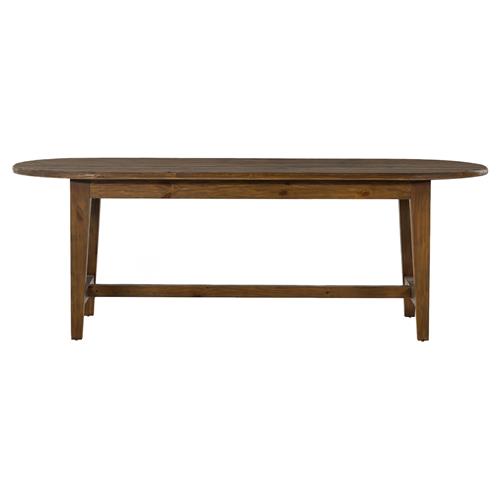 Nayden Rustic Lodge Brown Pine Wood Oval Trestle Dining Table - Small - 86.5&quot;W