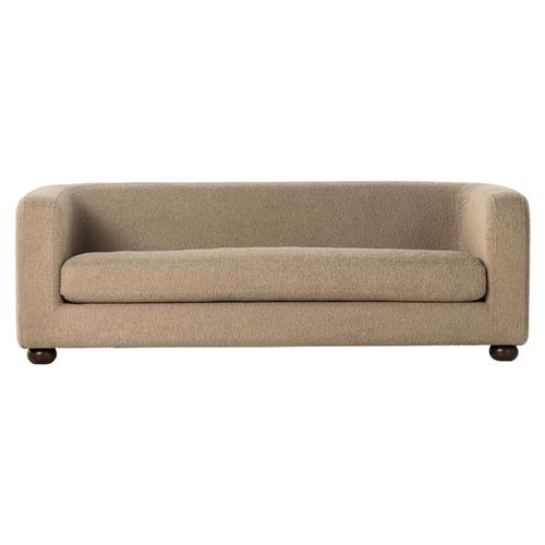 Jessie Modern Classic Brown Faux Shearling Sofa - 84&quot;