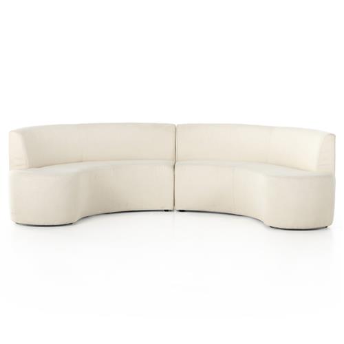 Sabrea Mid Century Modern White Performance Curved Dining Banquette