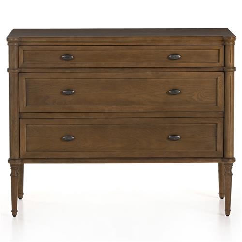 Tacorey Rustic Lodge Brown Solid Oak Wood 3 Drawer Bachelor Chest Dresser