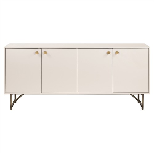 Valdo French Country Beige Hardwood Gold Stainless Steel Base 4 Door Sideboard