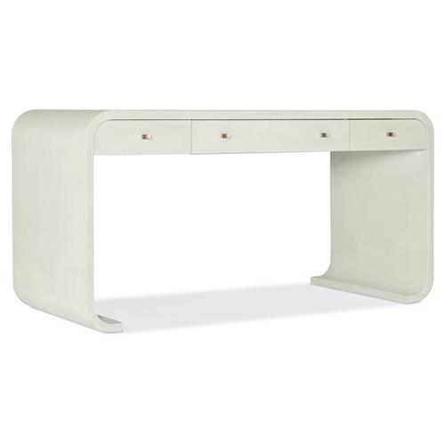 Dawson Modern Classic White Wood 3 Drawer Curved Writing Desk