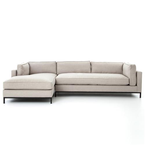 Allison Modern Classic Grey Upholstered 2 Piece Sectional - Left Arm Facing