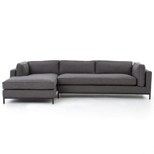 Allison Modern Classic Grey Upholstered 2 Piece Sectional - Left Arm Facing