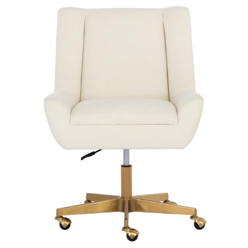 Weberg Hollywood Regency White Upholstered Matte Gold Steel Office Chair