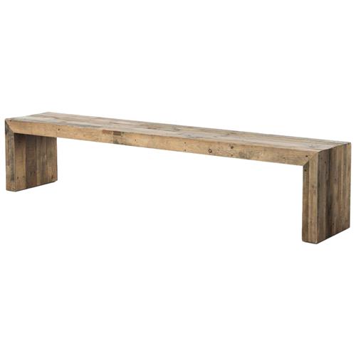Wynn Rustic Lodge Brown Reclaimed Pine Wood Entryway Bench