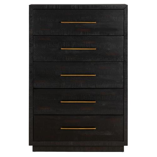 Dorwin Industrial Loft Espresso Brown Wood 5 Drawer Dresser