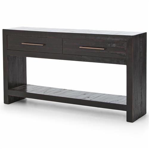 Dorwin Industrial Loft Espresso Brown Acacia Wood 2 Drawer Console Table