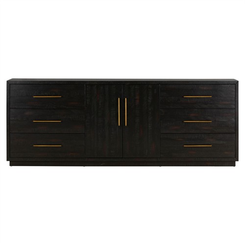 Dorwin Industrial Loft Espresso Brown Acacia Wood Media Console Sideboard