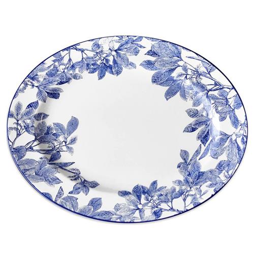 Arbor Coastal Beach Blue Porcelain Rimmed Oval Platter
