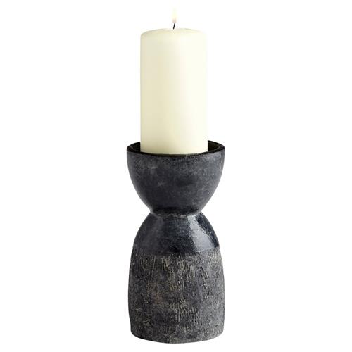 Olivia Modern Classic Black Ceramic Candlestick Candleholder - Small