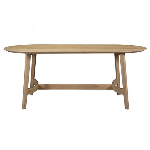 Ralph Modern Classic Brown Solid Oak Wood Oval Trestle Dining Table - 76&quot;