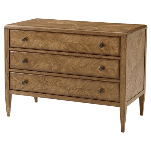 Ayra Dawn Brown Herringbone Oak Wood 3 Drawer Bachelor Chest