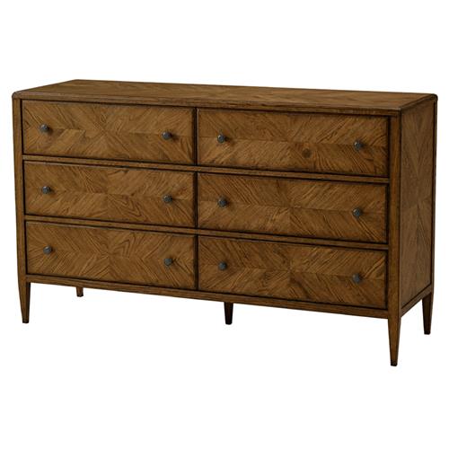 Ayra Mid Century Dusk Brown Oak Wood 6 Drawer Double Dresser