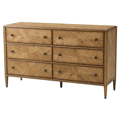 Ayra Mid Century Dawn Brown Oak Wood 6 Drawer Double Dresser