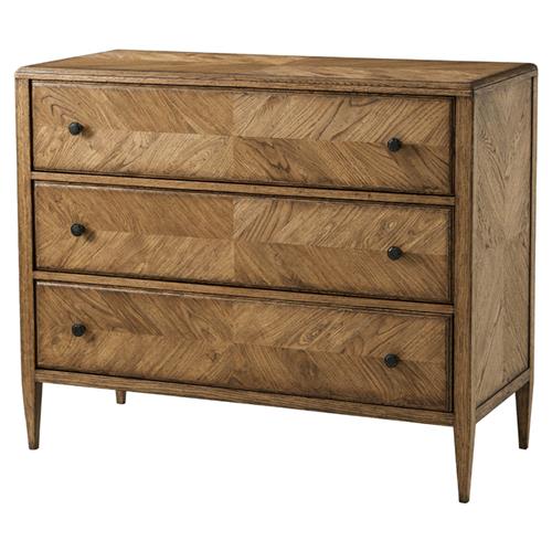 Ayra Mid Century Dusk Brown Oak Wood 3 Drawer Bachelor Chest