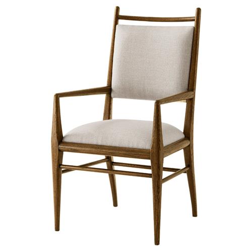 Ayra Grey Upholstered Back Dusk Brown Oak Dining Arm Chair