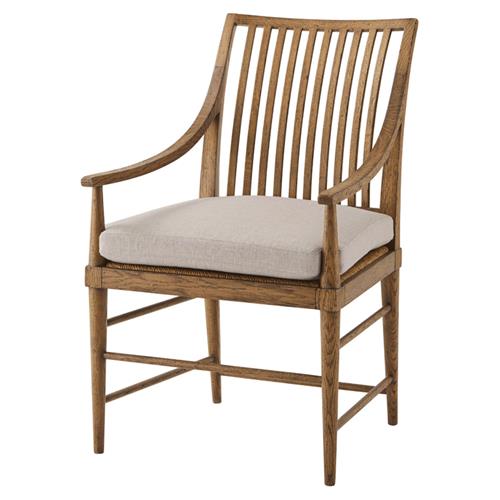 Ayra Grey Upholstered Dawn Brown Oak Windsor Dining Arm Chair