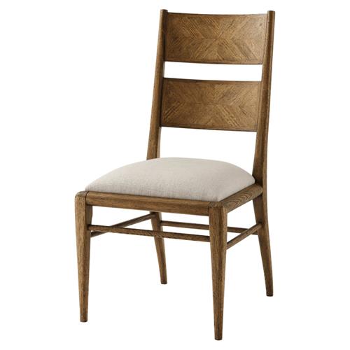 Ayra Grey Upholstered Dawn Herringbone Oak Dining Side Chair