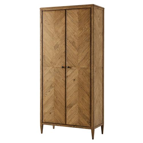 Ayra Mid Century Dawn Brown Herringbone Oak Wood Wardrobe