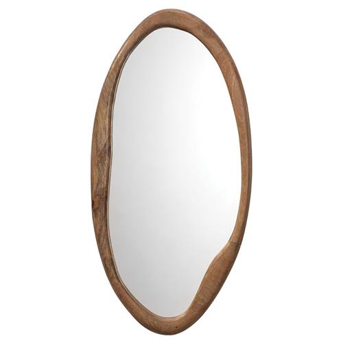 Mira Rustic Lodge Brown Mango Wood Oval Wall Mirror