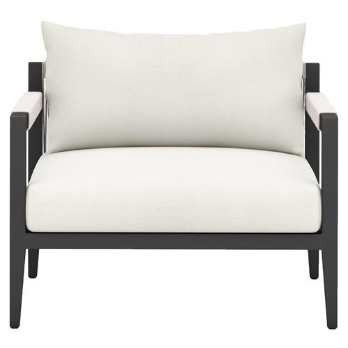 Cheryl Rustic Lodge White Upholstered Black Aluminum Outdoor Dining Arm Chair