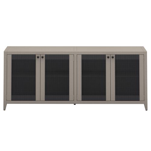 Cheryl Rustic Lodge Grey Teak Wood Dark Rope Accent Outdoor 4 Door Sideboard