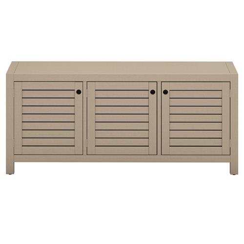 Camille Rustic Lodge Natural Teak Wood 3 Door Outdoor Sideboard