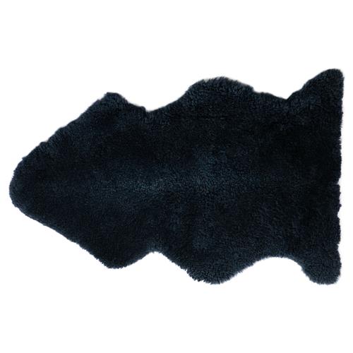 Coen Modern Dark Navy Curly Short Wool Sheepskin Single Pelt Fur Rug - 2&#39;x3&#39;1&quot;