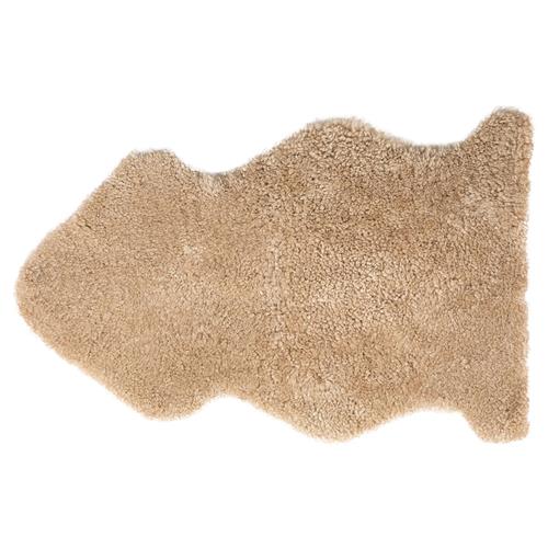 Coen Modern Light Beige Curly Short Wool Sheepskin Single Pelt Fur Rug - 2&#39;x3&#39;1&quot;