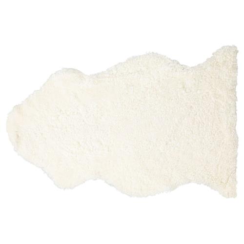 Coen Modern White Curly Short Wool Sheepskin Single Pelt Fur Rug - 2&#39;x3&#39;1&quot;