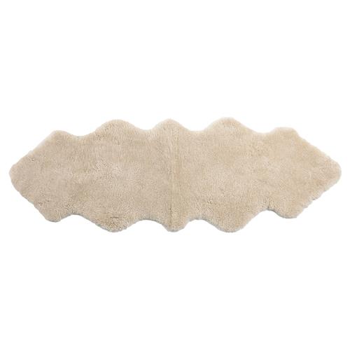 Coen Modern Light Beige Curly Short Wool Sheepskin Double Pelt Fur Rug - 2&#39;x5&#39;11&quot;