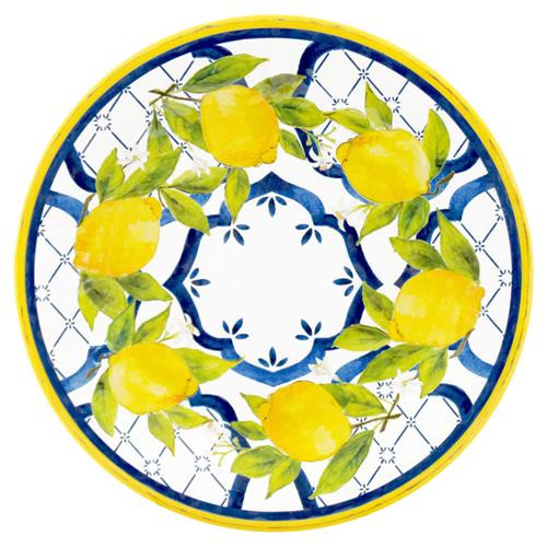Palermo Global Bazaar White Melamine Lemon Print Dinner Plate