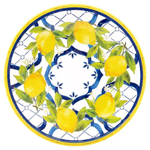 Palermo Global Bazaar White Melamine Lemon Print Salad Plate