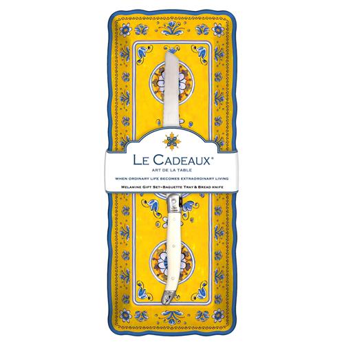 Benidorm Global Bazaar Yellow Melamine Floral Baguette Tray Gift Set