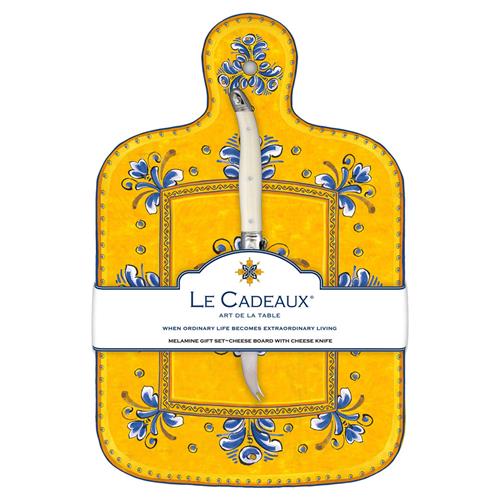 Benidorm Global Bazaar Yellow Melamine Floral Cheeseboard Gift Set