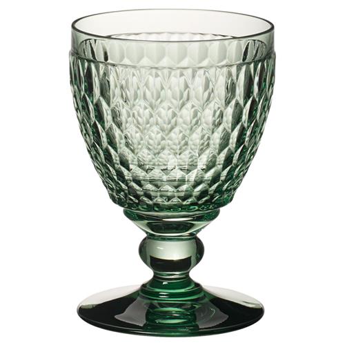 Boston Modern Classic Green Crystal Glass Goblet - Set of 4