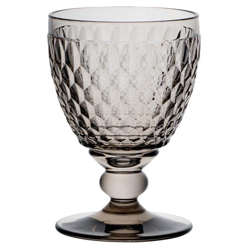 Boston Modern Classic Smoke Crystal Glass Goblet - Set of 4