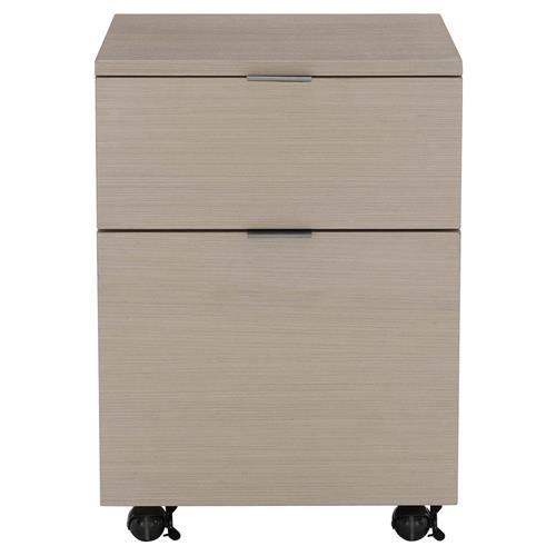 Katherine French Grey Wood Silver Stainless Steel Caster 2 Drawer Office Cabinet